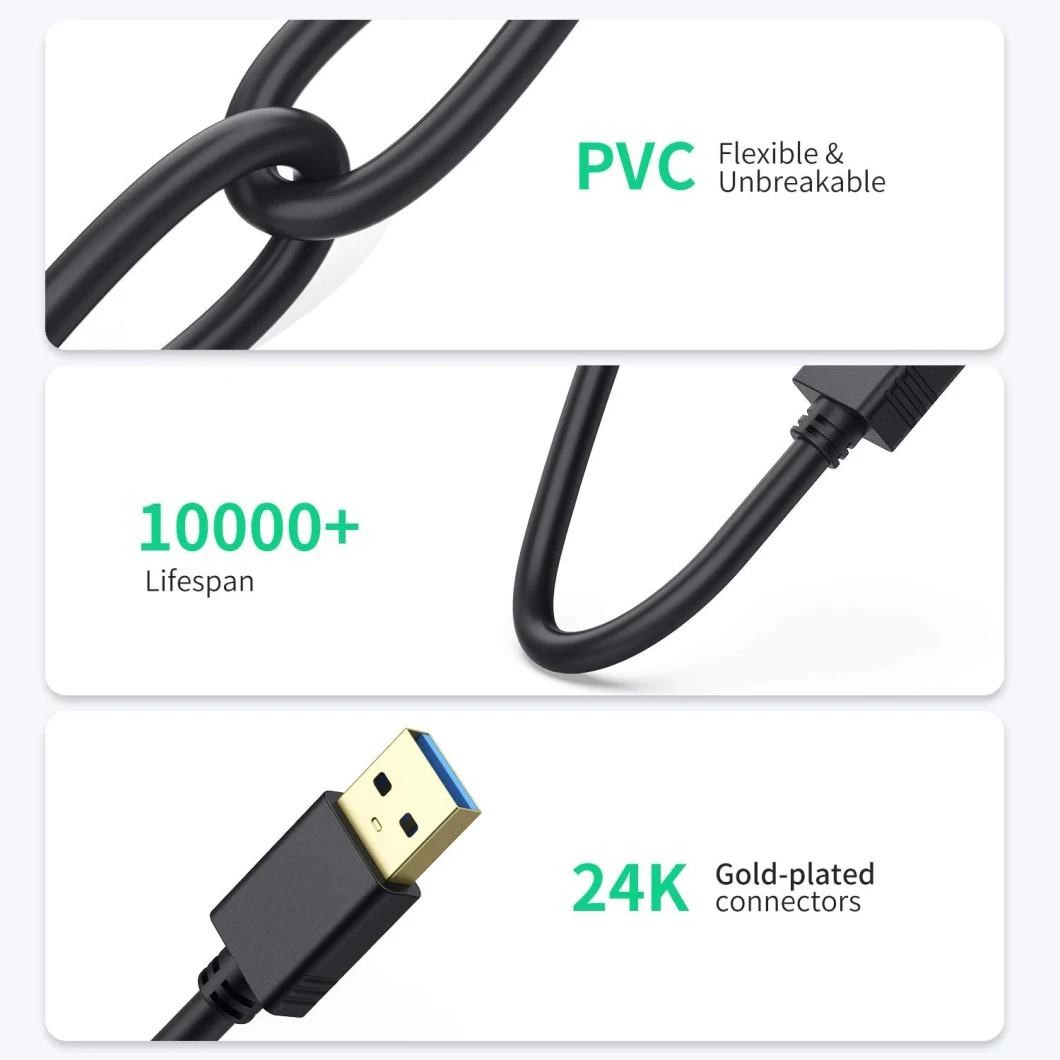 Kolorapus 5m USB a Male to a Female Data Transfer Cord Am to Af USB2.0 Extension Cable with Chip