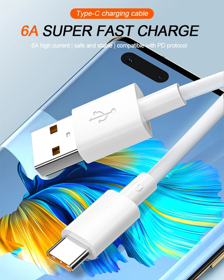 Factory Premium 6A Super Fast Charging Cable USB C Cable Type C Fast Charger Data Cable for Samsung