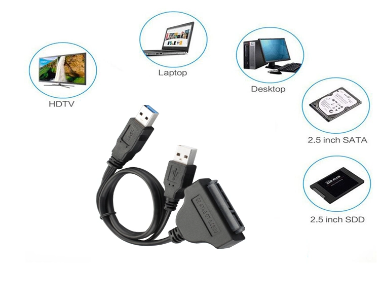 22pin SATA 2.5 HDD to Dual USB 3.0 + USB 2.0 Converter External Power Cable