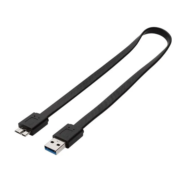 Black USB3.0 a Male to Micro B Male Flat Cable