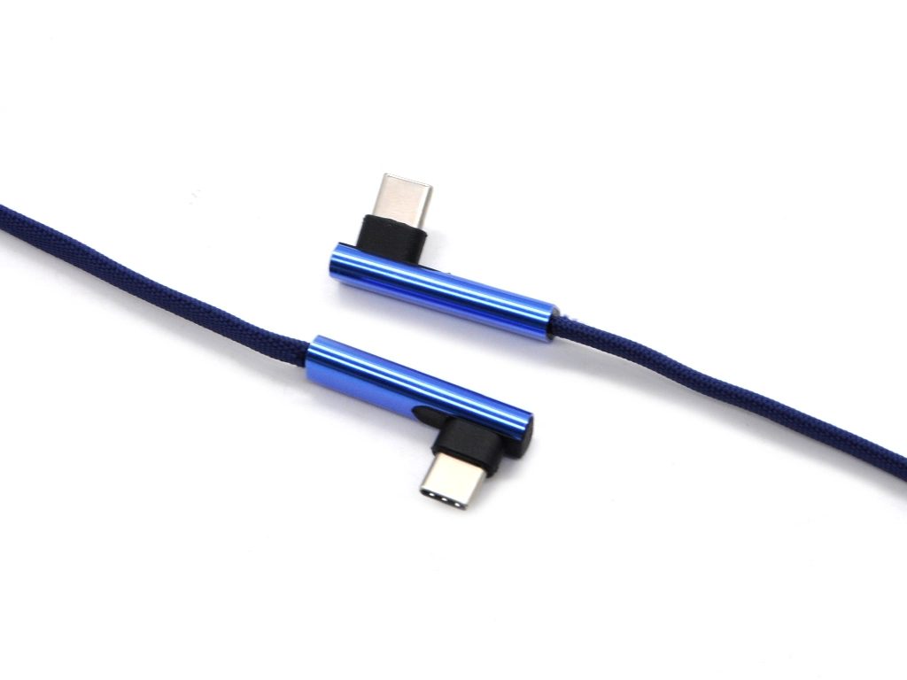 Nylon Double 90 Degree Angle USB 3.0 3.1 Type C Cable USB C to C Quick Charge Connect Transmission Wire Cable
