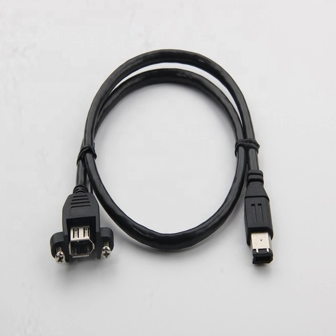Industrial Cable USB2.0 B Female with Bracket to Mini USB2.0 Male Cable USB2.0 Bf 360 Copper Foil Wrap Soldering Shield