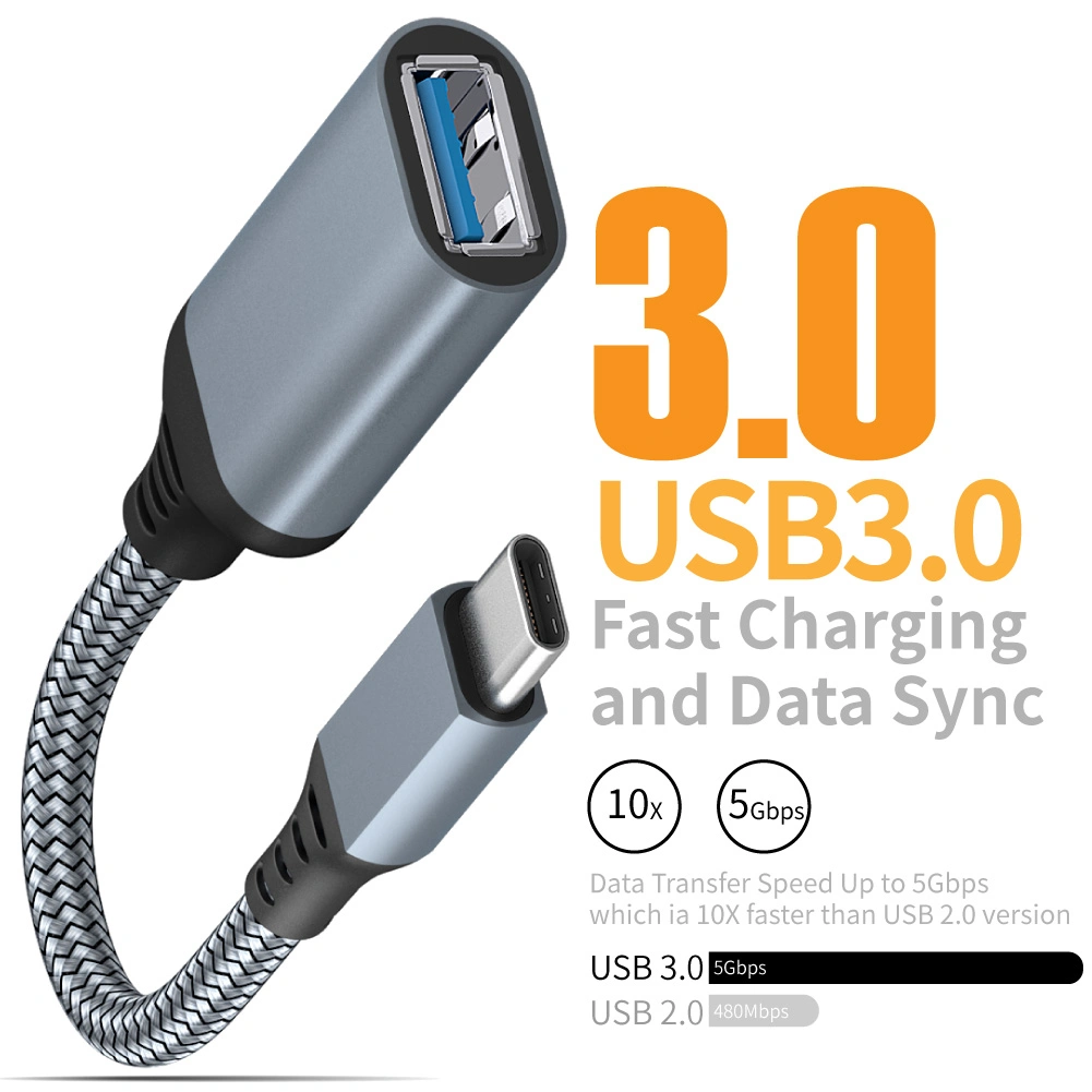 USB 3.0 Charging and Data USB C to USB Female OTG Cable