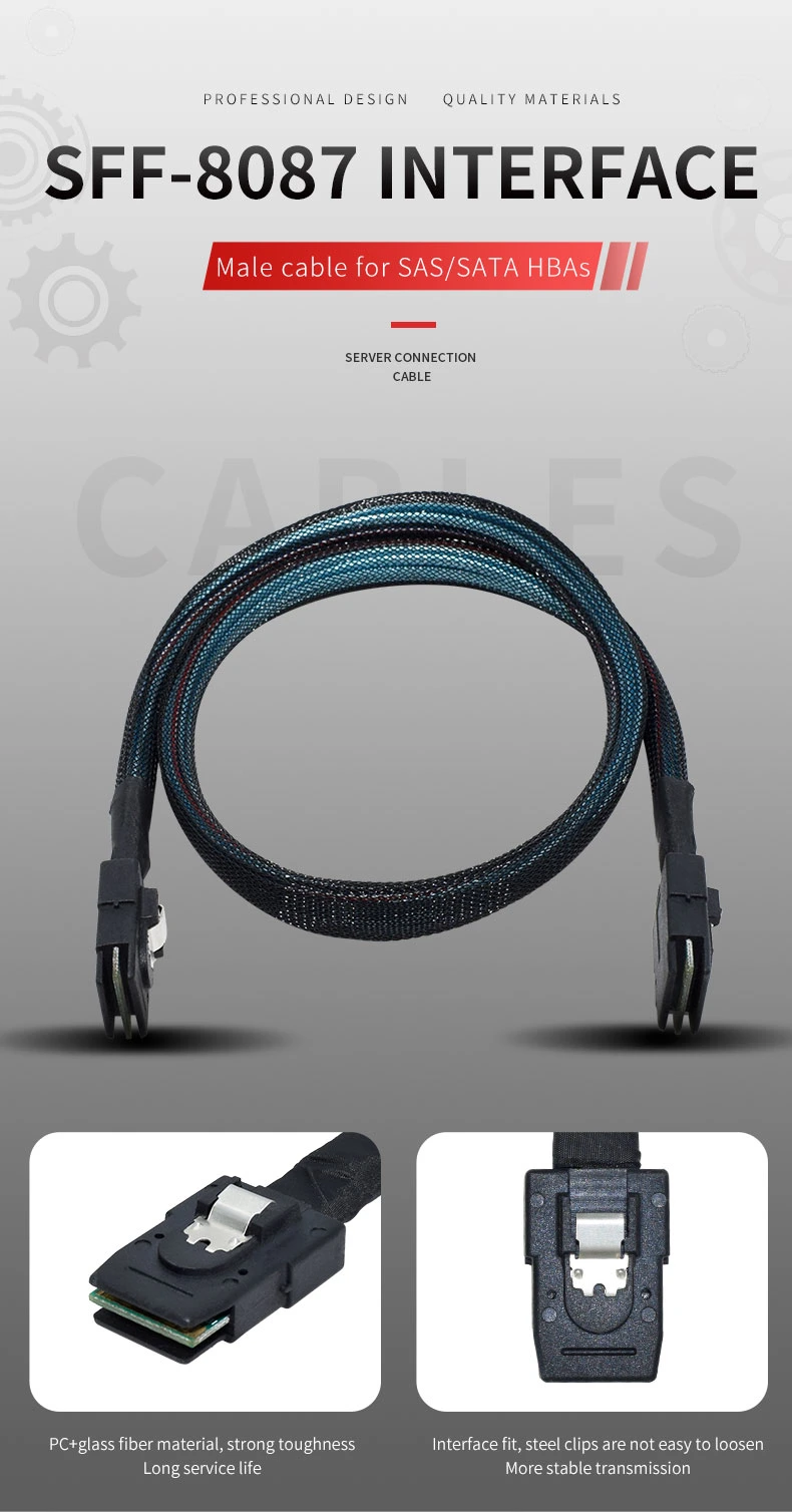 Sff-8087 to Sff-8087 36 Pin Extension Cable Male Sas Cable Connection 12 GB/S Converter to SATA Cable HDD