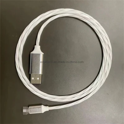 USB2.0 1m LED Light Durable Elbow Micro USB Cable Data Cables with Lights 2.1A Fast Charge USB Cable