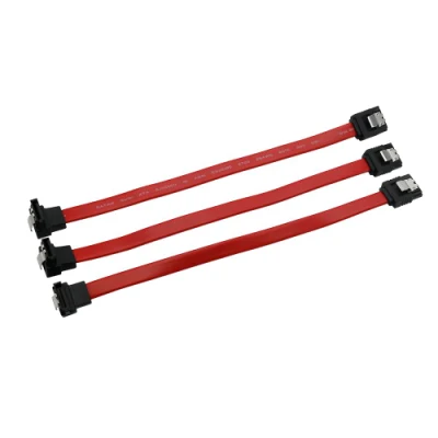 Red SATA 3.0 Dual SATA 7pin Cable Straight to 90 Degree Connector Female to Female Hard Disk 6gpbs ATA Cable with Locking Latch