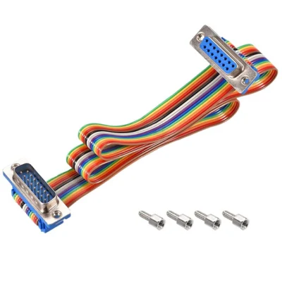 IDC Rainbow Wire Flat Ribbon Cable dB15 Male to dB15 Female Connector 2.54mm Pitch 19.7inch